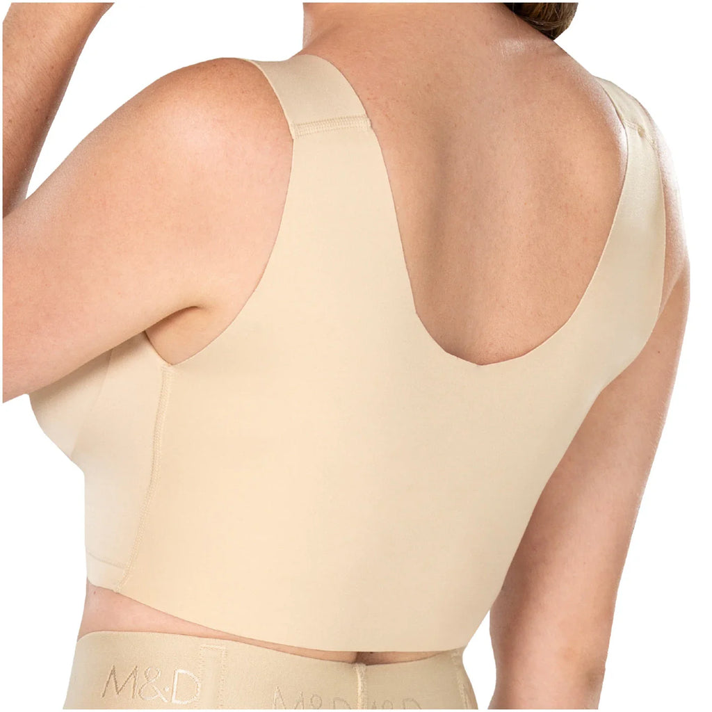 Fajas MyD MYDB08209 nude post-surgery bra back view, Colombian shapewear compression garment with racerback design for women