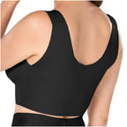 Fajas MyD MYDB08209 black racerback compression bra top back view, Colombian shapewear post-surgery faja for women