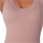 Fajas MyD BD060 mauve full-body Colombian shapewear bodysuit with seamless compression design, daily body shaper front view