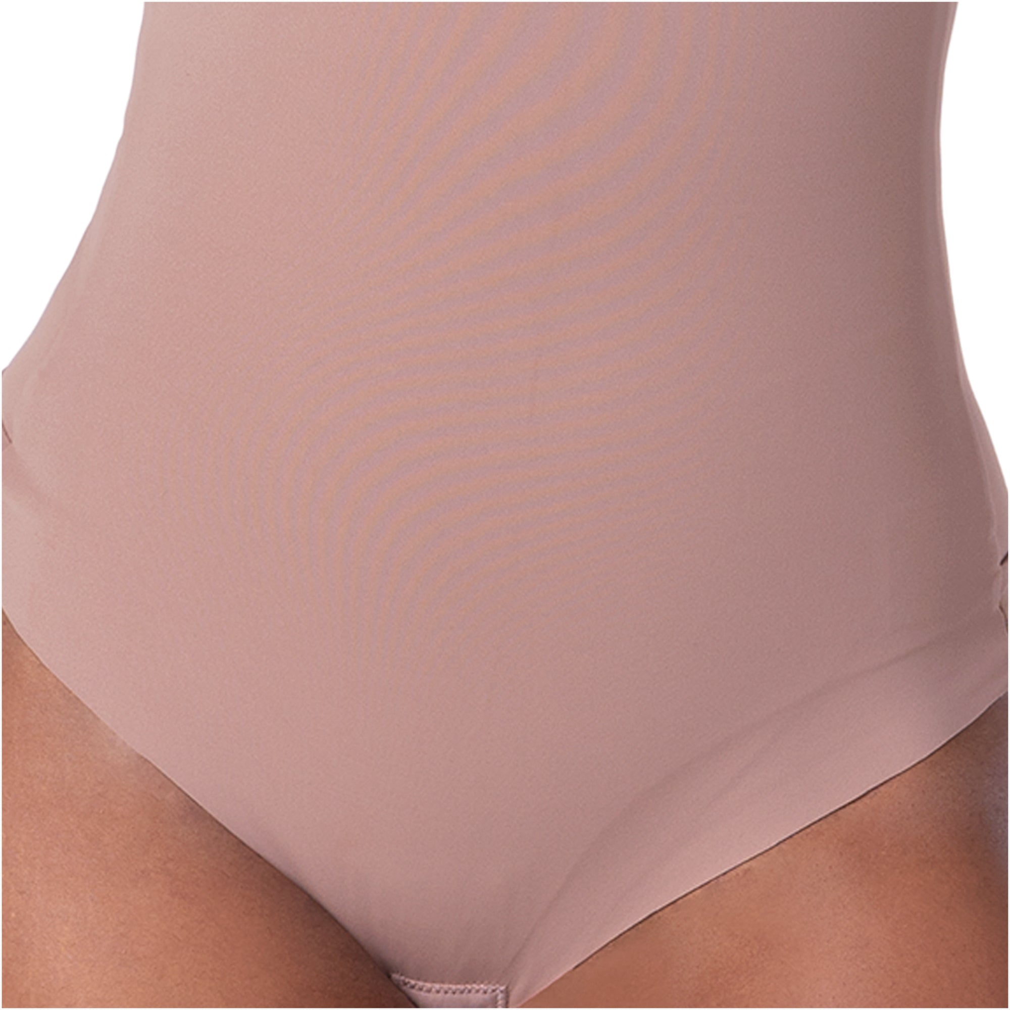 Fajas MyD BD060 nude full-body Colombian shapewear bodysuit with smooth compression panel, daily body shaper front view