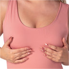 Fajas MyD BD060 pink sleeveless bodysuit Colombian shapewear with breast support lifestyle front view for daily wear