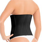 Fajas MyD MYDC4057 black waist trainer back view, Colombian shapewear compression garment for women daily shaping