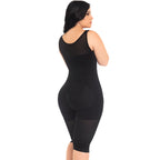 Fajas MyD MYD0120 black full-body post-surgery faja colombiana with butt lifter cutout, Colombian shapewear back view