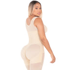 Fajas MyD MYDF0470 beige full-body post-surgery faja colombiana with butt lifter, Colombian shapewear back view