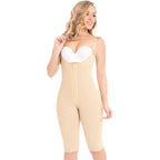 Fajas MyD MYD0478 beige full-body post-surgery faja with hook closure and adjustable straps, Colombian shapewear front view