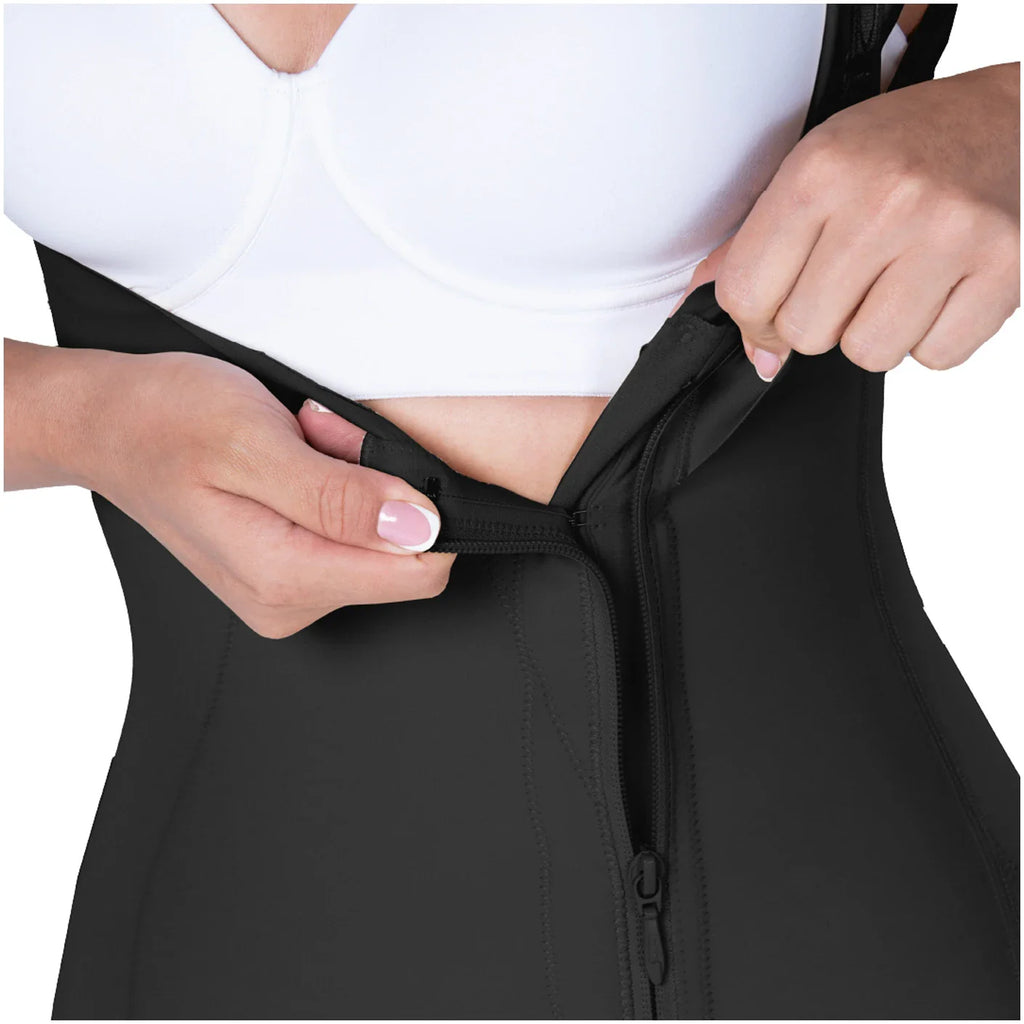 Fajas MyD MYD08779 black post-surgery faja colombiana with dual zipper closure, Colombian shapewear compression garment lifes
