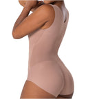 Fajas MyD FEX06 nude full-body shaper bodysuit back view, Colombian shapewear with seamless compression for daily use