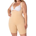 Fajas MyD FT060 nude open-bust bodysuit shaper with adjustable straps, plus-size Colombian post-surgery compression garment f