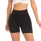 Fajas MyD MYD0322 black biker shorts Colombian shapewear high waist compression garment post-surgery faja front view