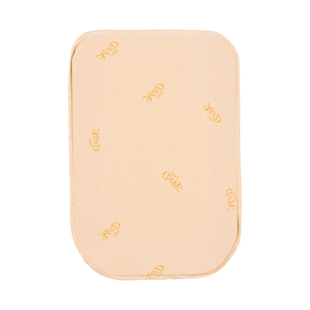 Fajas MyD MYD9103 beige accessories pad with logo print, Colombian shapewear post-surgery compression garment front view