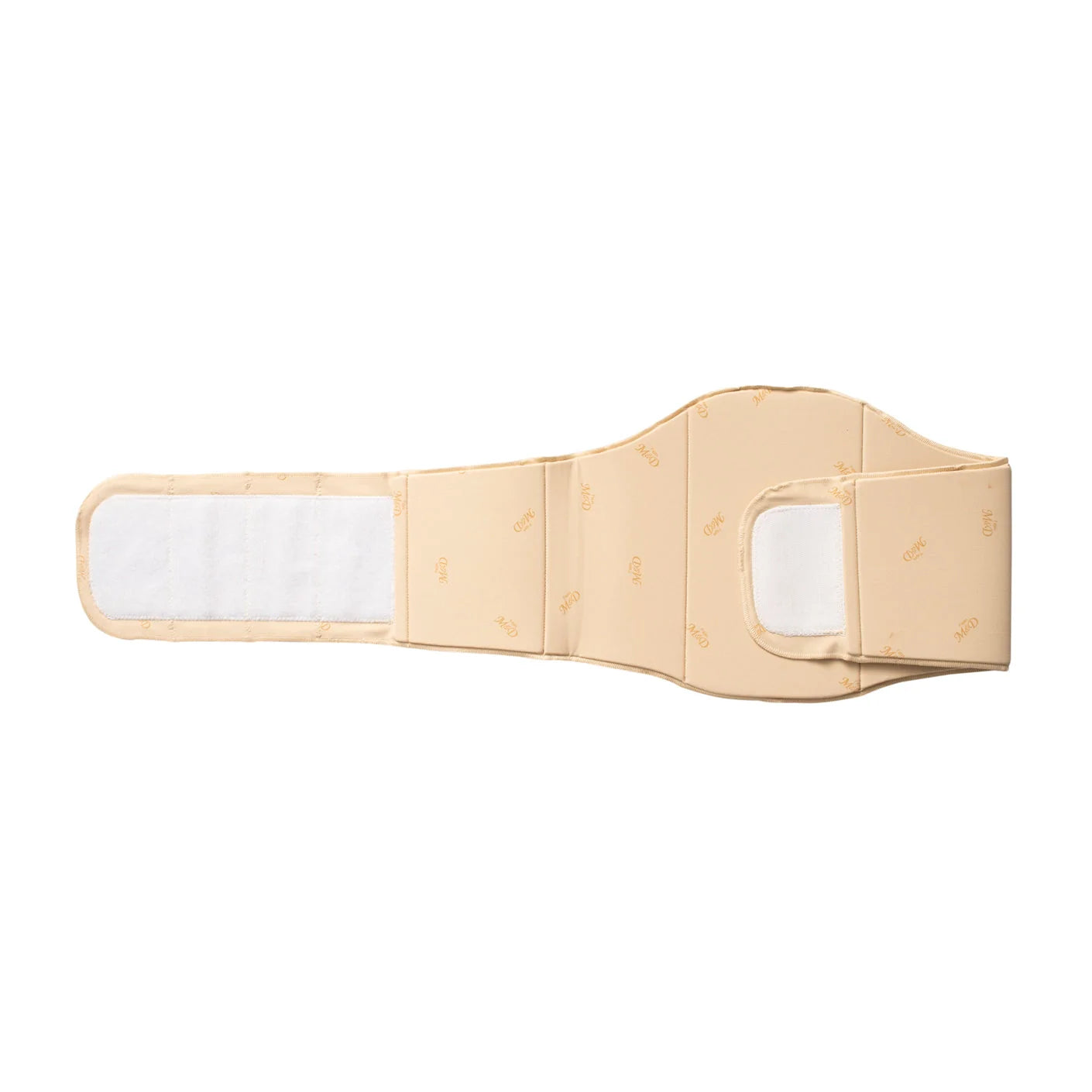 Fajas MyD MYD0100 beige abdominal binder with velcro closure, Colombian post-surgery compression garment front view