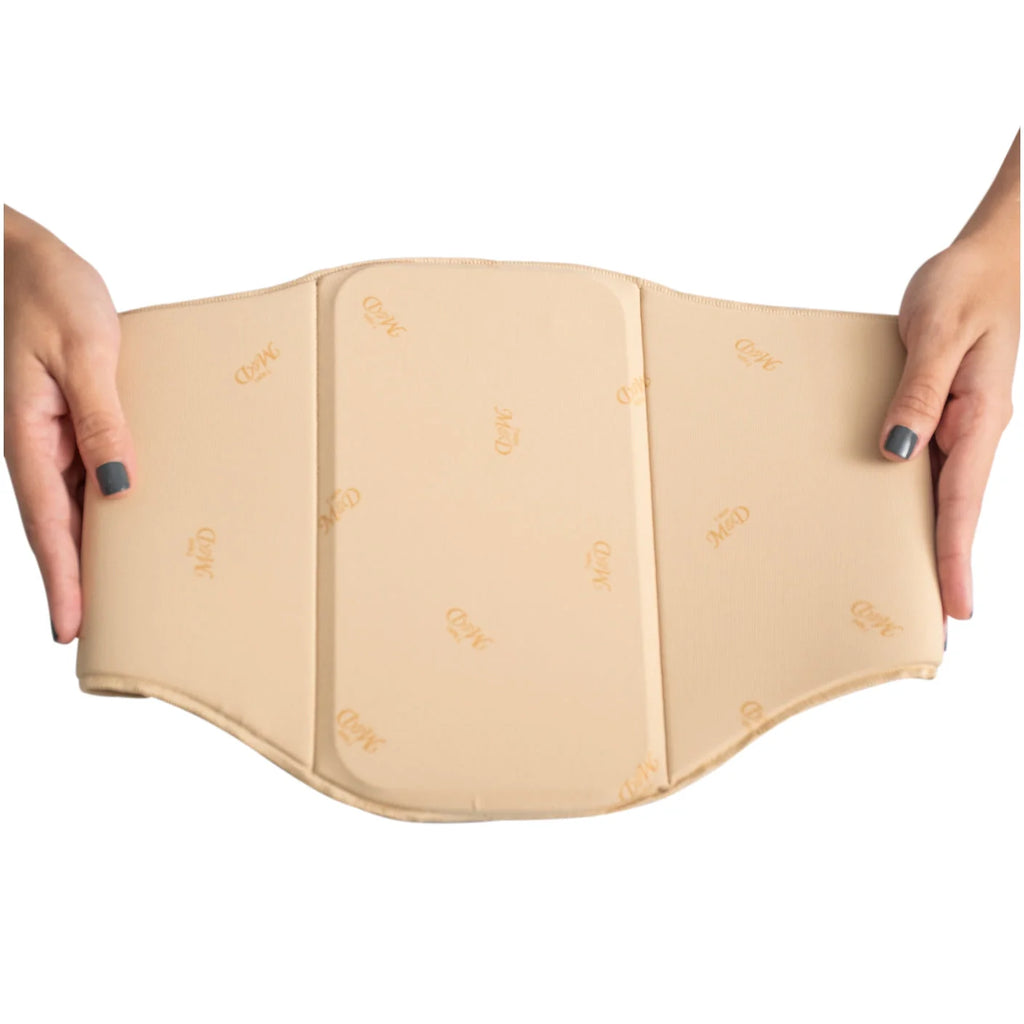 Fajas MyD MYD0100 beige lumbar back support compression garment with boning panels, Colombian shapewear for women