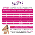 Fajas MyD bra size chart for Colombian shapewear brasier, bust measurement guide S to 2XL compression garment women