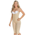 Fajas MyD MYD0080 nude full-body post-surgery faja with hook closure and adjustable straps, Colombian shapewear front view