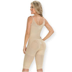 Fajas MyD MYD0080 beige full-body post-surgery faja with open butt lift design, Colombian shapewear compression garment back 
