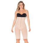 Diane & Geordi DAG-2414A beige full-body Colombian shapewear faja with front zipper and knee-length compression shorts front 