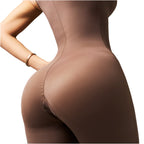 Fajas Salome 01L3 nude full-body Colombian shapewear bodysuit back view, seamless body shaper for daily use women