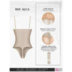 Fajas Salome 0212 beige open-bust body shaper thong bodysuit, Brazilian style post-surgery faja colombiana front view