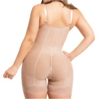 Fajas Salome 214 nude post-surgery Colombian shapewear bodysuit with butt lifter and lace trim back view
