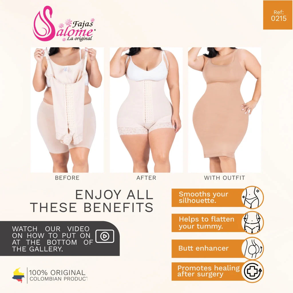 Fajas Salome 0215 nude open-bust Colombian shapewear faja before after views, post-surgery body shaper for women