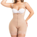 Fajas Salome 216 nude open-bust body shaper with front zipper and lace trim, daily Colombian shapewear for women front view