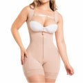 Fajas Salome 217 beige open-bust bodysuit with zipper closure, Colombian post-surgery faja compression garment front view