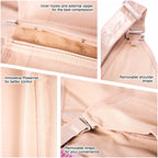 Fajas Salome 313 nude Colombian shapewear detail view showing inner hooks zipper closure powernet fabric and removable should