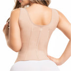 Fajas Salome 314 nude back view Colombian shapewear waist trainer with boning panels and wide straps for posture support