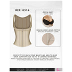Fajas Salome 0314 beige open-bust waist trainer with zipper closure, Colombian shapewear for post-surgery and daily use