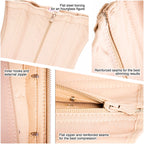 Fajas Salome 315 beige waist trainer detail view showing flat steel boning, zipper closure, and reinforced seams Colombian sh