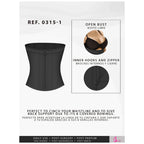 Fajas Salome 0315-1 black open bust waist trainer with zipper closure, Colombian shapewear for daily and post-surgery use