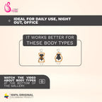 Fajas Salome 321 body shaper infographic showing ideal body types hourglass and pear Colombian shapewear daily use guide