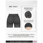 Fajas Salome 0321 black butt lifting shaper shorts with lace hem, Colombian shapewear for daily use and post-surgery