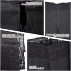 Fajas Salome 321 black shaper shorts detail view showing open crotch, flat seams, and silicone lace trim Colombian shapewear