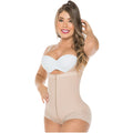 Fajas Salome 411 beige open-bust panty body shaper with zipper closure, daily Colombian shapewear for women side view