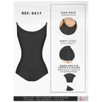 Fajas Salome 0417 black open-bust body shaper with high back and panty style, Colombian shapewear for daily and post-surgery 
