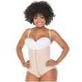 Fajas Salome 418 beige open-bust panty body shaper with zipper closure, Colombian shapewear for daily use front view