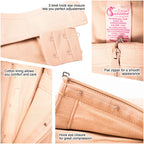 Fajas Salome 419 beige post-surgery faja detail view showing hook eye closure flat zipper and cotton lining Colombian shapewe
