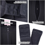 Fajas Salome 419 black post-surgery faja closeup showing 3-level hook eye closure zipper compression garment detail view