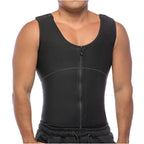 Fajas Salome SH-122C black men's compression vest with front zipper, Colombian shapewear body shaper front view