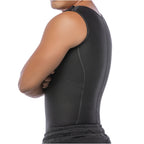 Fajas Salome SH-122C black compression vest body shaper with zipper closure, Colombian shapewear side view for men