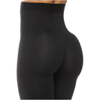 Fajas Salome 219 black high-waist shaper shorts side view, Colombian shapewear with butt-lifting compression for women