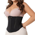 Fajas Salome 4101 black waist trainer with zipper closure, high-compression Colombian shapewear for daily waist slimming side