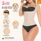Fajas Salome 313 nude open-bust waist cincher with front zipper, Colombian shapewear body shaper for daily use front view