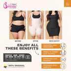 Fajas Salome 313 before and after Colombian shapewear body shaper smoothing silhouette tummy and posture front view