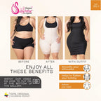 Fajas Salome 315 beige full-body Colombian shapewear before after comparison, zip-front body shaper smooths waist and tummy