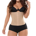 Fajas Salome 315 beige waist trainer with boning and hook closure, Colombian shapewear for daily body shaper use front view