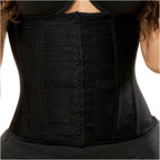 Fajas Salome 315 black waist trainer back view with hook closure, Colombian shapewear compression garment for women