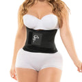 Fajas Salome 330 black waist trainer with hook closure, Colombian shapewear for daily compression and body shaper front view