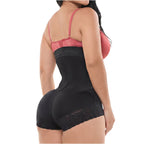 Fajas Salome 412 black open-bust Colombian shapewear panty faja with lace trim, daily body shaper back view